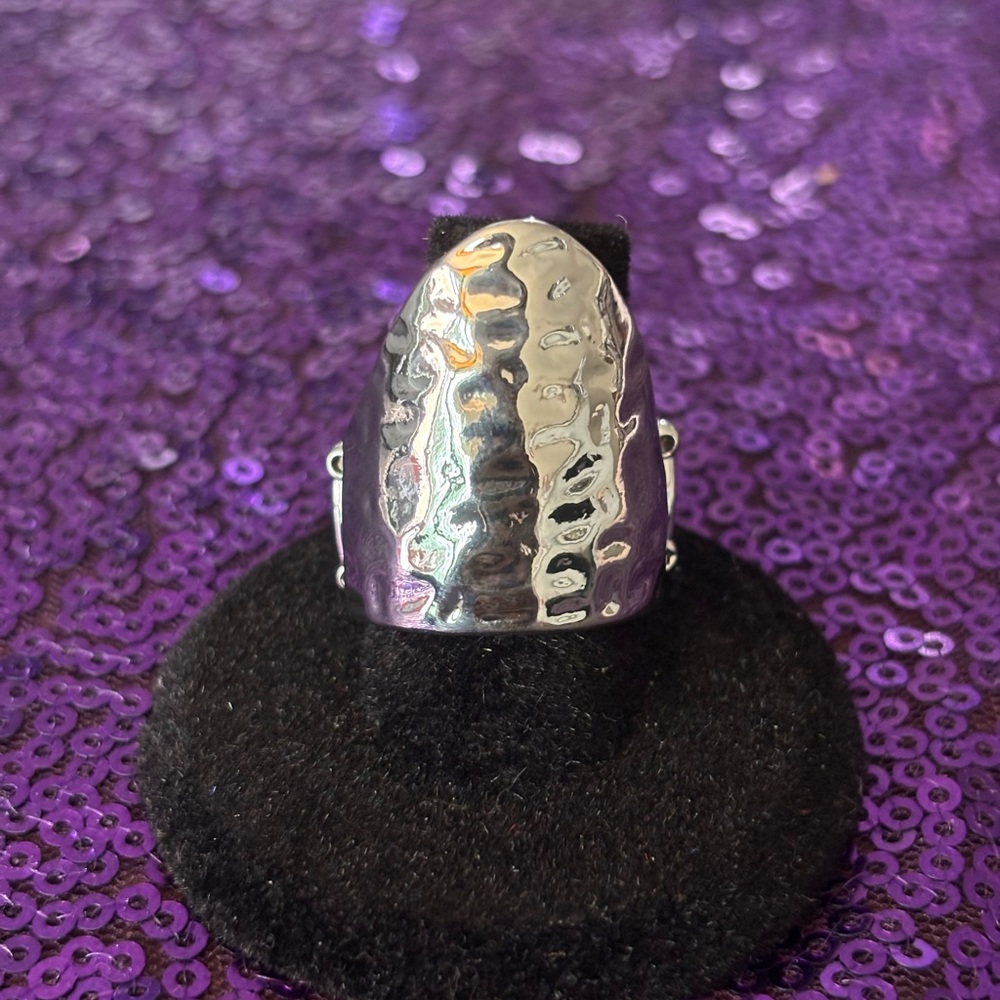 paparazzi Silver Hammered Dome Statement Ring